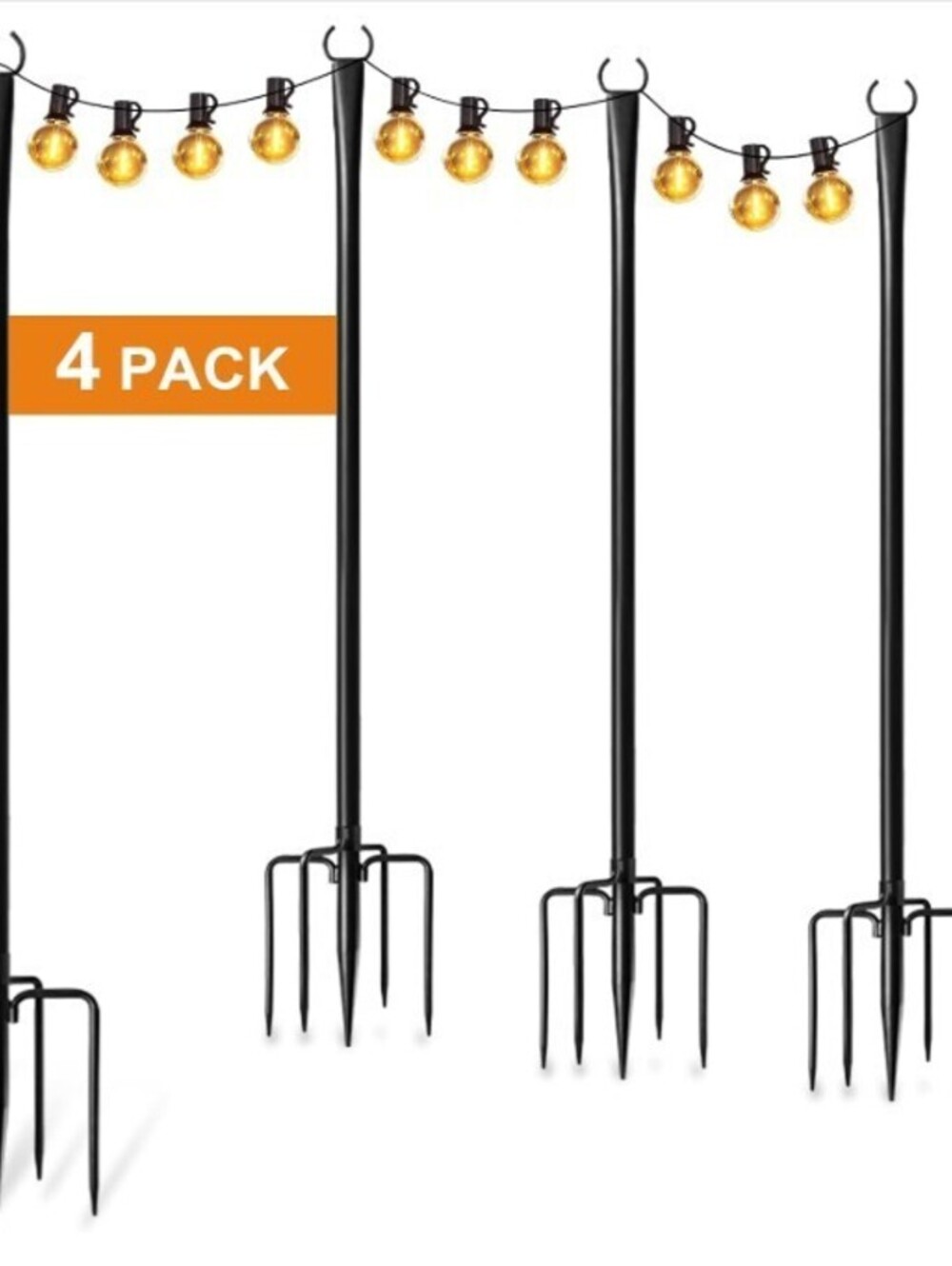 2 Pack String Light Poles for Outside, Adjustable Metal Patio Light Poles